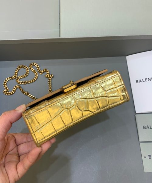 Balenciaga Hourglass Mini Handbag With Chain In Gold, For Women, Women's Bags 4.7in/12cm 6646761S49M8005