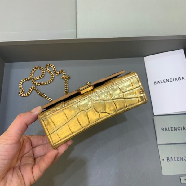 Balenciaga Hourglass Mini Handbag With Chain In Gold, For Women, Women's Bags 4.7in/12cm 6646761S49M8005