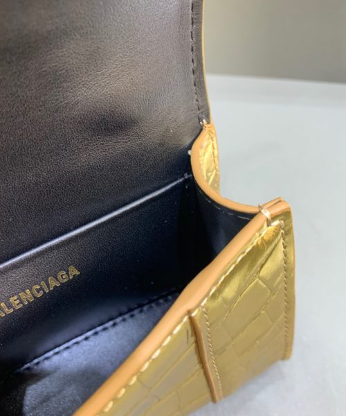 Balenciaga Hourglass Mini Handbag With Chain In Gold, For Women, Women's Bags 4.7in/12cm 6646761S49M8005