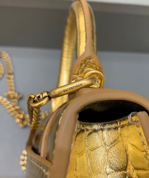 Balenciaga Hourglass Mini Handbag With Chain In Gold, For Women, Women's Bags 4.7in/12cm 6646761S49M8005