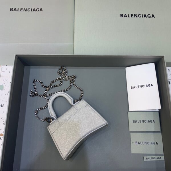 Balenciaga Hourglass Mini Handbag With Chain In Grey, For Women, Women's Bags 4.7in/12cm