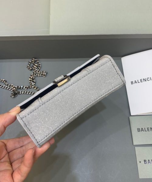 Balenciaga Hourglass Mini Handbag With Chain In Grey, For Women, Women's Bags 4.7in/12cm
