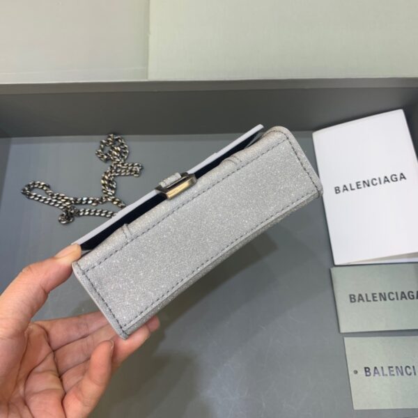 Balenciaga Hourglass Mini Handbag With Chain In Grey, For Women, Women's Bags 4.7in/12cm