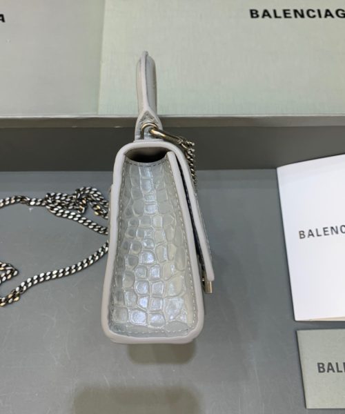 Balenciaga Hourglass Mini Handbag With Chain In Grey, For Women, Women's Bags 4.7in/12cm