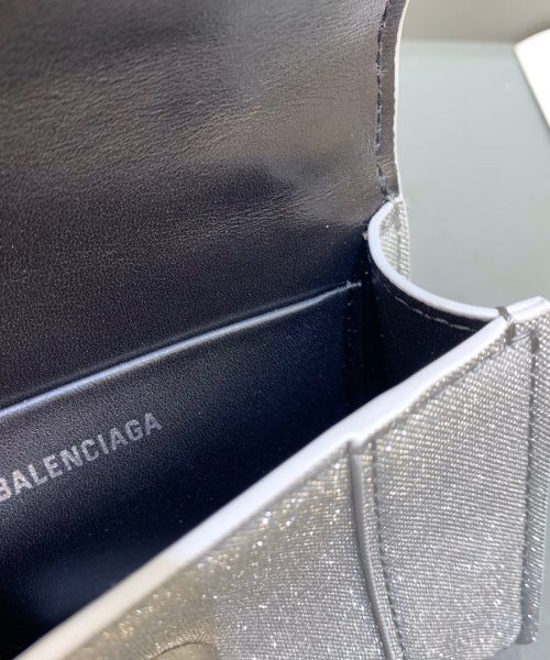 Balenciaga Hourglass Mini Handbag With Chain In Grey, For Women, Women's Bags 4.7in/12cm