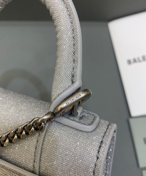 Balenciaga Hourglass Mini Handbag With Chain In Grey, For Women, Women's Bags 4.7in/12cm