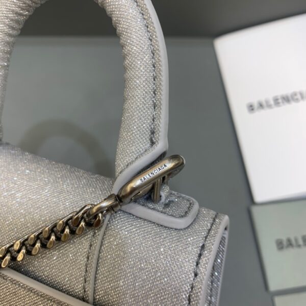 Balenciaga Hourglass Mini Handbag With Chain In Grey, For Women, Women's Bags 4.7in/12cm