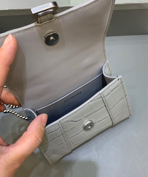 Balenciaga Hourglass Mini Handbag With Chain In Grey, For Women, Women's Bags 4.7in/12cm