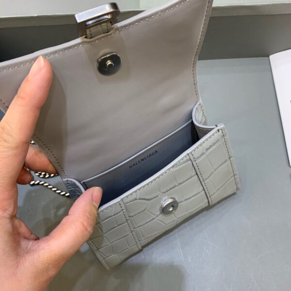 Balenciaga Hourglass Mini Handbag With Chain In Grey, For Women, Women's Bags 4.7in/12cm