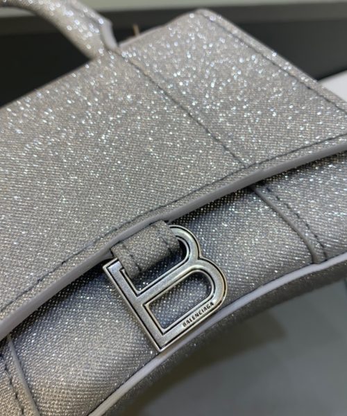 Balenciaga Hourglass Mini Handbag With Chain In Grey, For Women, Women's Bags 4.7in/12cm