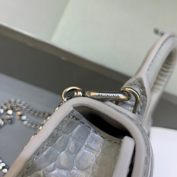 Balenciaga Hourglass Mini Handbag With Chain In Grey, For Women, Women's Bags 4.7in/12cm