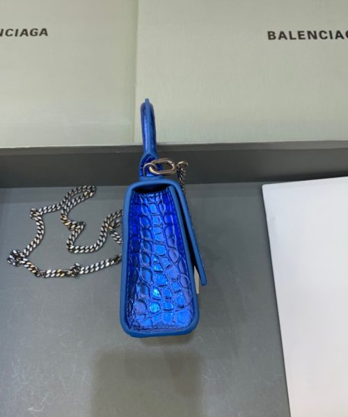 Balenciaga Hourglass Mini Handbag With Chain In Light Blue, For Women, Women's Bags 4.7in/12cm