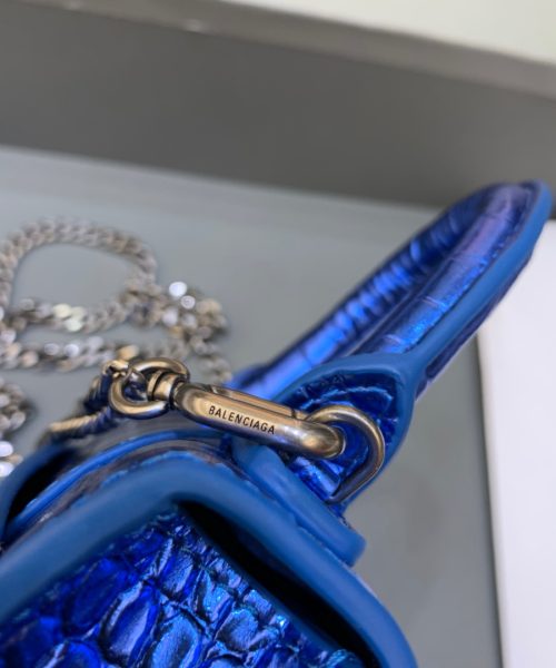 Balenciaga Hourglass Mini Handbag With Chain In Light Blue, For Women, Women's Bags 4.7in/12cm