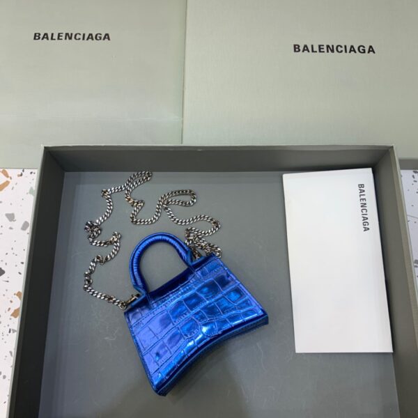 Balenciaga Hourglass Mini Handbag With Chain In Light Blue, For Women, Women's Bags 4.7in/12cm