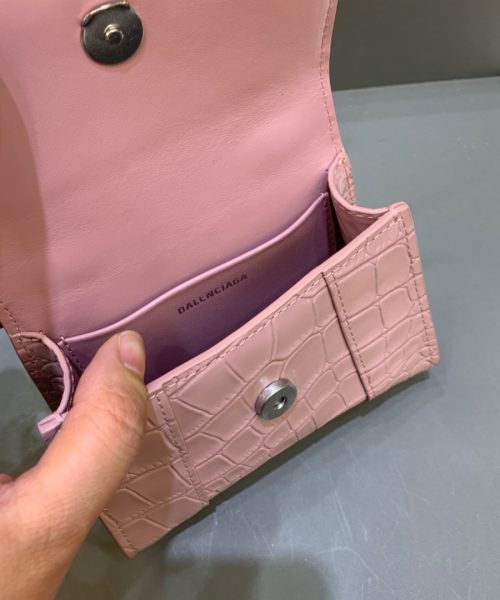 Balenciaga Hourglass Mini Handbag With Chain In Light Pink, For Women, Women's Bags 4.7in/12cm