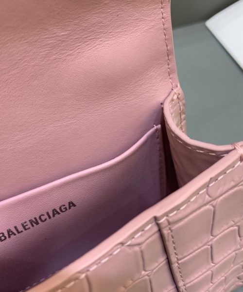 Balenciaga Hourglass Mini Handbag With Chain In Light Pink, For Women, Women's Bags 4.7in/12cm