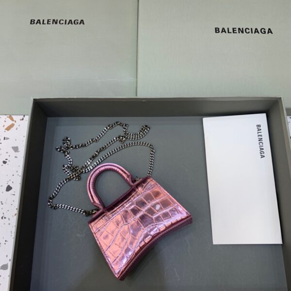 Balenciaga Hourglass Mini Handbag With Chain In Light Pink, For Women, Women's Bags 4.7in/12cm