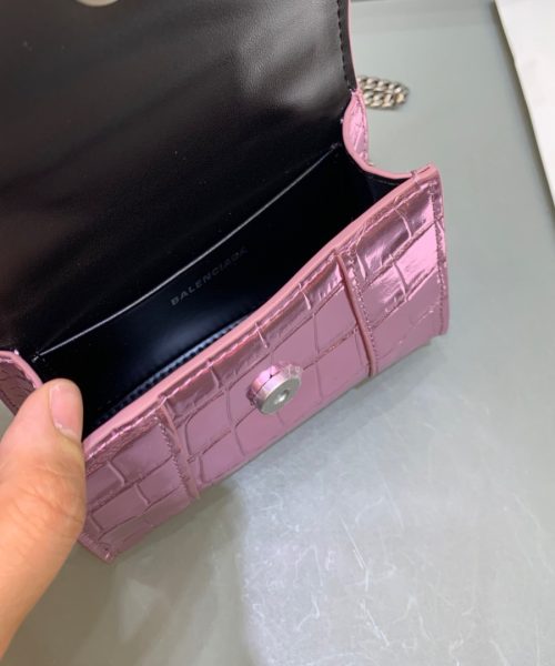 Balenciaga Hourglass Mini Handbag With Chain In Light Pink, For Women, Women's Bags 4.7in/12cm