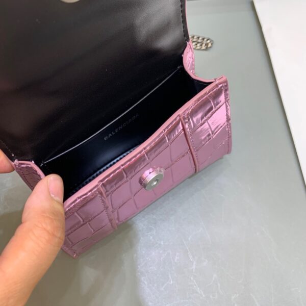 Balenciaga Hourglass Mini Handbag With Chain In Light Pink, For Women, Women's Bags 4.7in/12cm