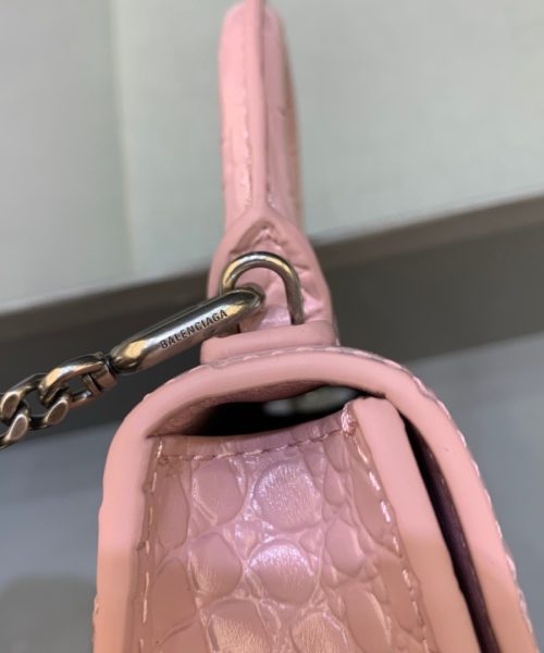 Balenciaga Hourglass Mini Handbag With Chain In Light Pink, For Women, Women's Bags 4.7in/12cm