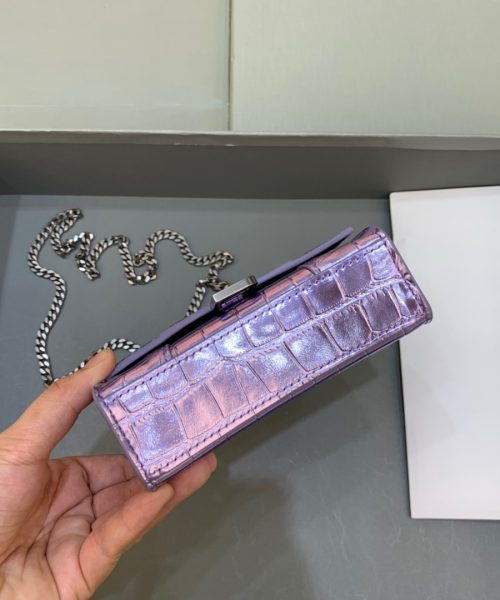 Balenciaga Hourglass Mini Handbag With Chain In Light Violet, For Women, Women's Bags 4.7in/12cm