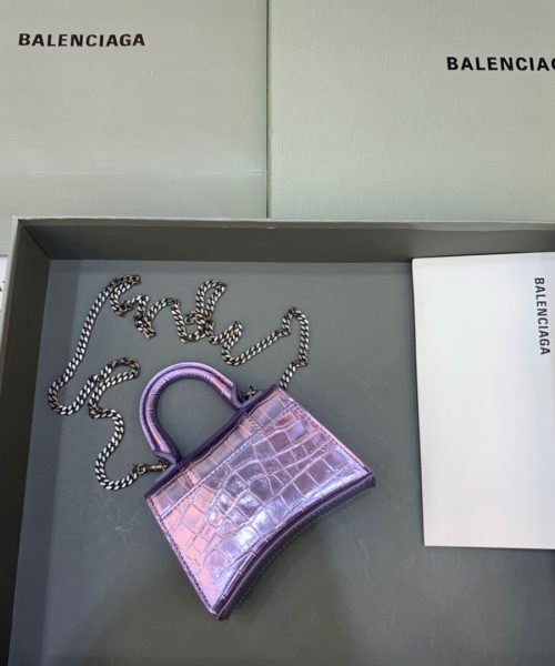 Balenciaga Hourglass Mini Handbag With Chain In Light Violet, For Women, Women's Bags 4.7in/12cm