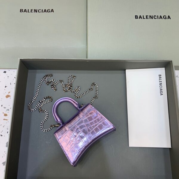 Balenciaga Hourglass Mini Handbag With Chain In Light Violet, For Women, Women's Bags 4.7in/12cm