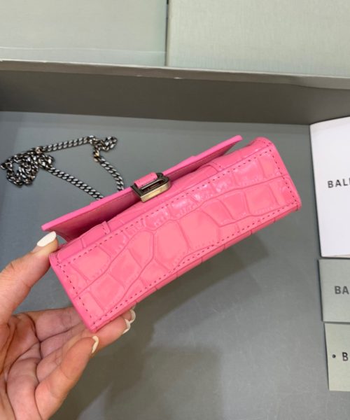 Balenciaga Hourglass Mini Handbag With Chain In Pink, For Women, Women's Bags 4.7in/12cm