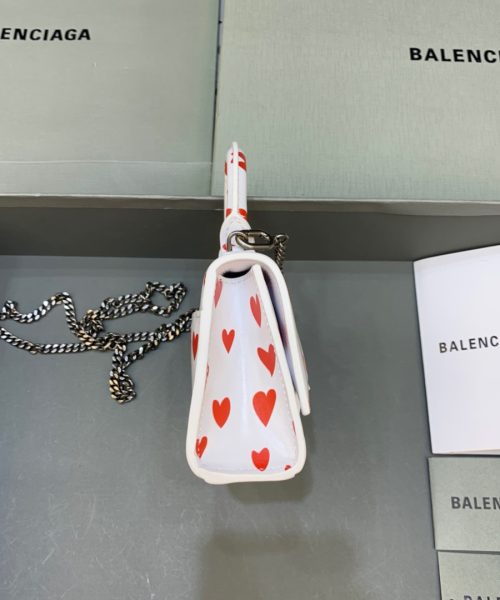 Balenciaga Hourglass Mini Handbag With Chain In Red And White, For Women, Women's Bags 4.7in/12cm