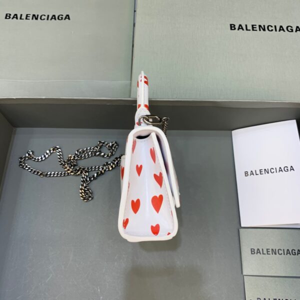 Balenciaga Hourglass Mini Handbag With Chain In Red And White, For Women, Women's Bags 4.7in/12cm