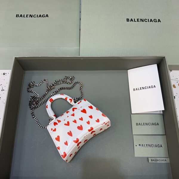 Balenciaga Hourglass Mini Handbag With Chain In Red And White, For Women, Women's Bags 4.7in/12cm