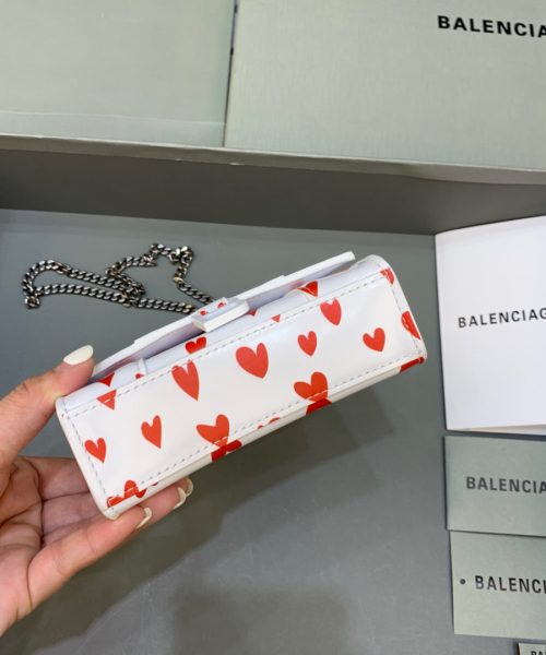 Balenciaga Hourglass Mini Handbag With Chain In Red And White, For Women, Women's Bags 4.7in/12cm