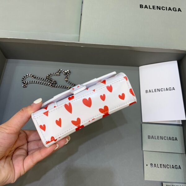 Balenciaga Hourglass Mini Handbag With Chain In Red And White, For Women, Women's Bags 4.7in/12cm