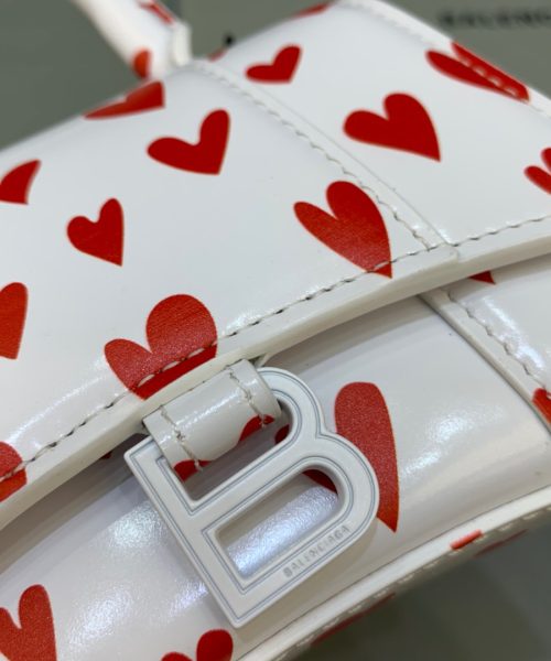 Balenciaga Hourglass Mini Handbag With Chain In Red And White, For Women, Women's Bags 4.7in/12cm