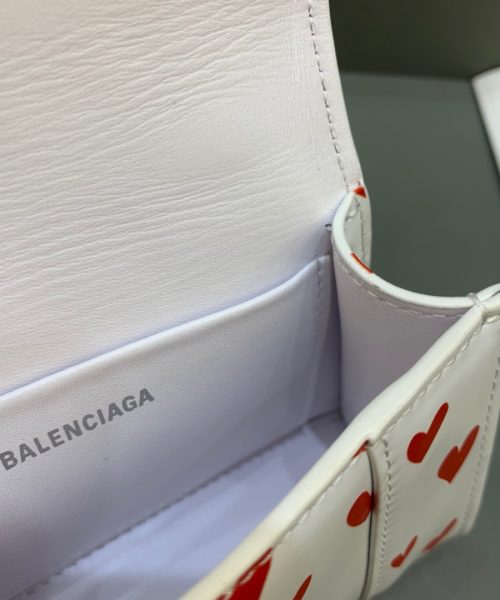 Balenciaga Hourglass Mini Handbag With Chain In Red And White, For Women, Women's Bags 4.7in/12cm