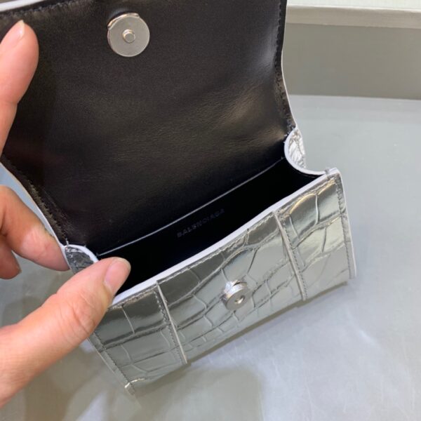 Balenciaga Hourglass Mini Handbag With Chain In Sliver, For Women, Women's Bags 4.7in/12cm