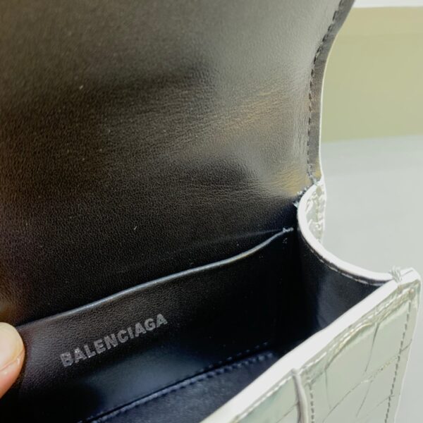 Balenciaga Hourglass Mini Handbag With Chain In Sliver, For Women, Women's Bags 4.7in/12cm