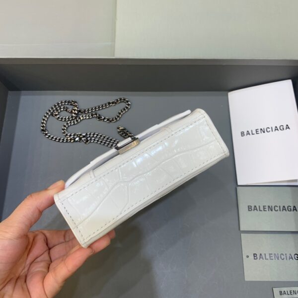 Balenciaga Hourglass Mini Handbag With Chain In White, For Women, Women's Bags 4.7in/12cm