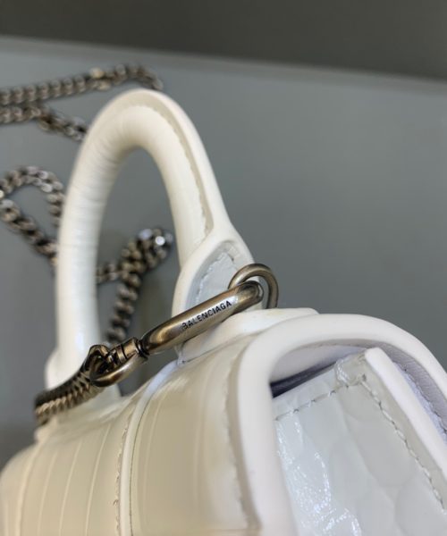 Balenciaga Hourglass Mini Handbag With Chain In White, For Women, Women's Bags 4.7in/12cm