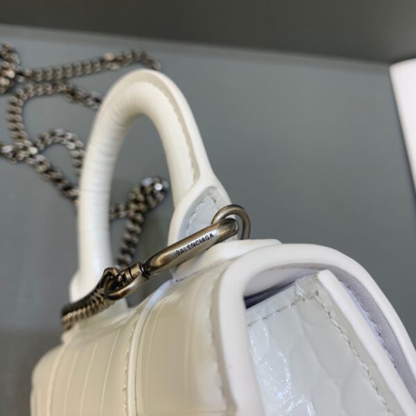 Balenciaga Hourglass Mini Handbag With Chain In White, For Women, Women's Bags 4.7in/12cm