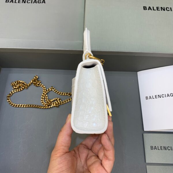 Balenciaga Hourglass Mini Handbag With Chain In White, For Women, Women's Bags 4.7in/12cm