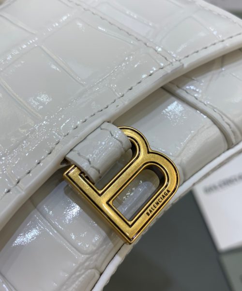 Balenciaga Hourglass Mini Handbag With Chain In White, For Women, Women's Bags 4.7in/12cm