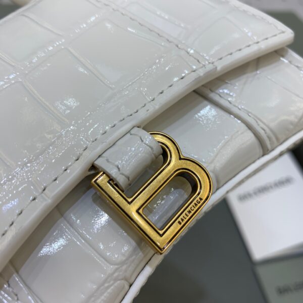 Balenciaga Hourglass Mini Handbag With Chain In White, For Women, Women's Bags 4.7in/12cm