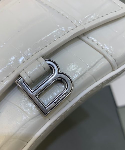 Balenciaga Hourglass Mini Handbag With Chain In White, For Women, Women's Bags 4.7in/12cm
