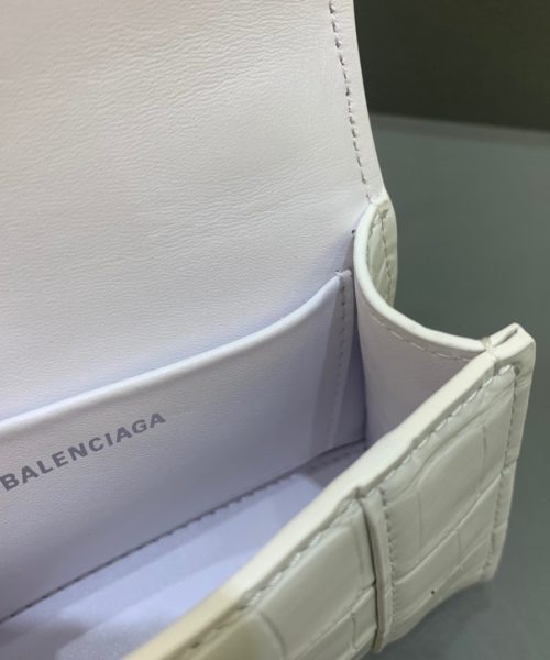 Balenciaga Hourglass Mini Handbag With Chain In White, For Women, Women's Bags 4.7in/12cm