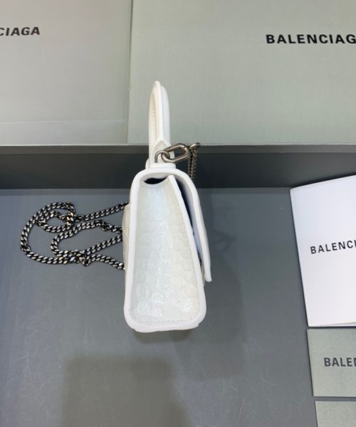 Balenciaga Hourglass Mini Handbag With Chain In White, For Women, Women's Bags 4.7in/12cm