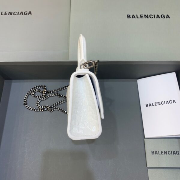 Balenciaga Hourglass Mini Handbag With Chain In White, For Women, Women's Bags 4.7in/12cm
