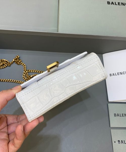 Balenciaga Hourglass Mini Handbag With Chain In White, For Women, Women's Bags 4.7in/12cm