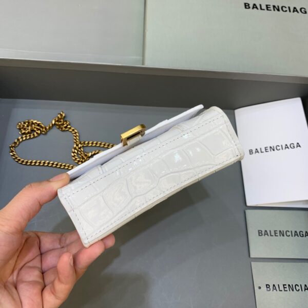 Balenciaga Hourglass Mini Handbag With Chain In White, For Women, Women's Bags 4.7in/12cm