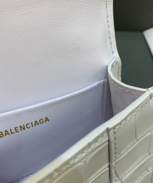 Balenciaga Hourglass Mini Handbag With Chain In White, For Women, Women's Bags 4.7in/12cm